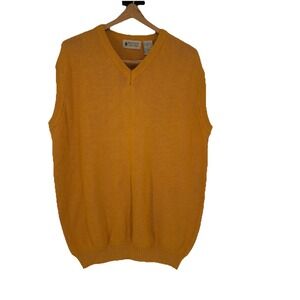 Vintage Northwest Territory Mens Cotton Sweater Vest XL Yellow Preppy‎ Academia